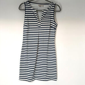 Ellie Kai Shift Dress Womens Size 2 Blue White Stripe Sleeveless Stretch V Neck